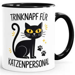 Tasse Spruch Katze Trinknapf für Katzenpersonal Geschenkidee Katzenbesitzer Bürotasse lustige Kaffeebecher SpecialMe®