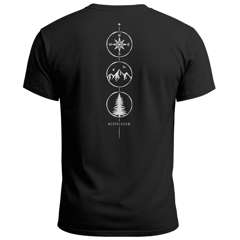 Herren T-Shirt Backprint Outdoor Elemente - Compass Mountains Tree - Grafikshirt Natur Symbole Printshirt Männer Fashion Streetstyle Neverless®