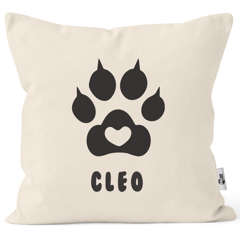 Kissen-Bezug Katze Katzentatze Herz personalisierbares Geschenk für Katzenbesitzer anpassbarer Name Moonworks®