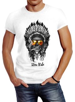 Herren T-Shirt Indian Skull Indianer Totenkopf Slim Fit Neverless®