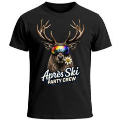 Herren T-Shirt Après-Ski Party Crew Hirsch Aufdruck Grafik Printshirt Statement Männer Winter MoonWorks® 