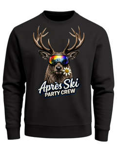 Herren Sweatshirt Après-Ski Party Crew Hirsch Aufdruck Grafik Print Statement Pullover Männer Winter MoonWorks®
