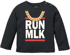 Baby Langarmshirt mit Aufdruck Spruch Logo RUN MLK Babyshirt Jungen Mädchen Shirt Moonworks®