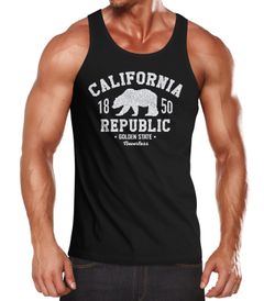 Herren Tank-Top California Republic Kalifornien Golden State Grizzly Bär Bear Logo Muskelshirt Muscle Shirt Neverless®