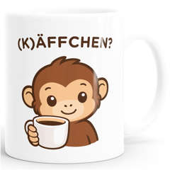 Tasse Spruch Käffchen Wortspiel Affe lustige Tiermotive Bürotasse lustige Kaffeebecher Geschenk Kaffeeliebhaber MoonWorks®