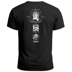 Backprint T-Shirt Herren Tokyo Japan Asien Symbole Kranich Welle Bonsai Printshirt Männer Fashion Streetstyle Neverless®