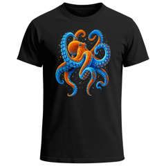 Herren T-Shirt Oktopus Tintenfisch Grafik Print Maritim Grafikshirt Männer Fashion Streetstyle Neverless®