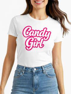 Damen T-Shirt - Candygirl - Fasching Karneval Kostüm-Ersatz Verkleidung Last Minute Kostüm Funshirt Slim Fit Moonworks®