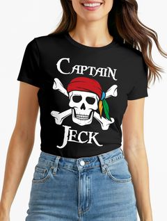 Damen T-Shirt Fasching Karneval Pirat Captain Jeck Kostüm-Ersatz Verkleidung Faschingskostüme Frauen Funshirt Moonworks®