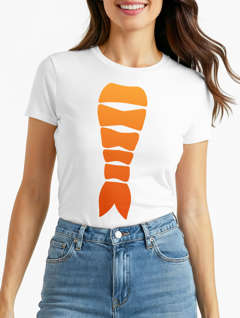 Damen T-Shirt Sushi Kostüm Fasching Karneval Verkleidung Shrimp Garnele Nigiri Slim Fit Moonworks®