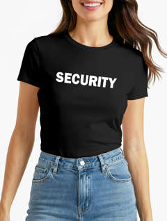 Damen T-Shirt Kostüm-Ersatz Verkleidung Last Minute Security Fasching Karneval Fun-Shirt Slim Fit Moonworks®