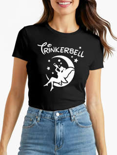 Damen T-Shirt Spruch Alkohol Trinkerbell Parodie Satire Saufen Fasching Karneval Frauen Fun-Shirt lustig Slim Fit Moonworks®