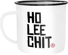 Emaille Tasse Becher Kaffee-Tasse Fun Tasse Spruch Ho Lee Chit Holy Shit Moonworks®