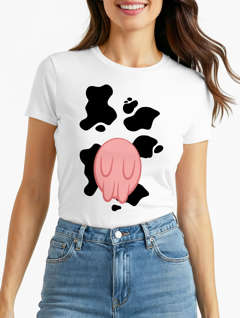 Damen T-Shirt Kuh Kostüm Verkleidung Karneval Fasching Fastnacht lustig Slim Fit Moonworks®