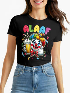 Damen T-Shirt Fasching Karneval Kostüm-Ersatz Clown Verkleidung Last Minute Faschingskostüm Funshirt Slim Fit Moonworks®