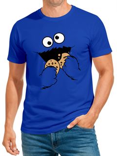 Herren T-Shirt Krümelmonster Keks Cookie Monster Fasching Karneval Kostüm Moonworks®