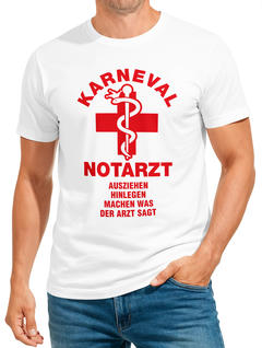 Herren T-Shirt Fasching Karneval Notarzt Kostüm-Ersatz Last Minute Faschingskostüme Männer Funshirt Moonworks®
