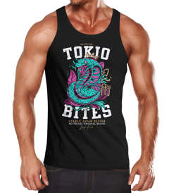 Herren Tank-Top Shirt Japan Kobra Motiv japanische Schriftzeichen Schriftzug Tokio bites Fashion Streetstyle Muskelshirt Muscle Shirt Neverless®