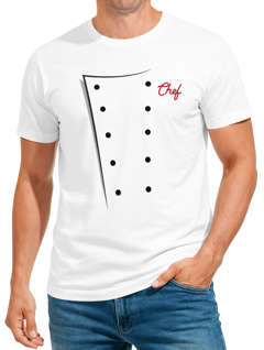 Herren T-Shirt Koch Kochjacke Kostümshirt Fasching Karneval Last Minute Verkleidung Faschingsshirt Moonworks®