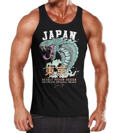 Herren Tank-Top Japan Kobra Motiv japanische Schriftzeichen Schriftzug Deadly Poison Design Fashion Streetstyle Muskelshirt Muscle Shirt Neverless®