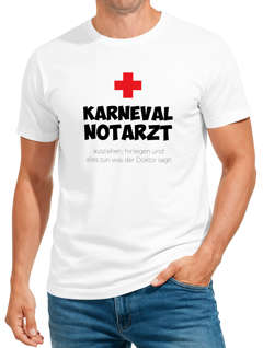 Herren T-Shirt Fasching Karneval Notarzt Faschingsshirt lustig Fun-Shirt Moonworks®