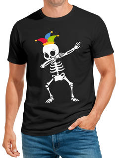 Herren T-Shirt Fasching Karneval Dabbing Skelett Kostüm Verkleidung Faschingskostüme Männer Funshirt Moonworks®