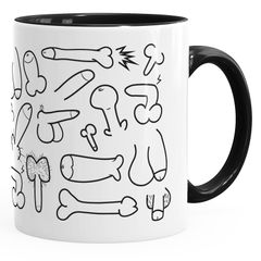 Tasse glänzend Kaffeetasse Teetasse Keramiktasse Fun Tasse Penis Muster  MoonWorks®