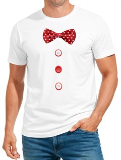 Herren T-Shirt Fliege Knöpfe Schleife Clown Fasching Fastnacht Karneval Kostüm Moonworks®