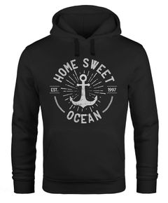 Hoodie Herren Anker Logo maritim Home Sweet Ocean Schriftzug Fashion StreetstyleKapuzen-Pullover Männer Neverless®