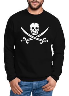 Sweatshirt Herren Totenkopf Pirat Jolly Roger Rundhals-Pullover Moonworks®