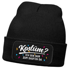 Herren Beanie Patch Strickmütze mit Spruch Aufdruck Fasching Karneval Lustig Mütze Männer Moonworks®
