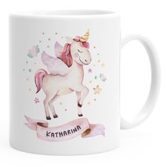 personalisierte Kaffee-Tasse mit Namen und Einhorn Namenstasse persönliche Geschenke für Einhornfans SpecialMe®