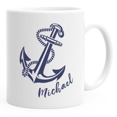 personalisierte Kaffee-Tasse mit Namen Anker Namenstasse persönliche Geschenke für Männer SpecialMe®