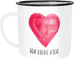 Emaille-Tasse Herz Spruch Ich liebe dich Geschenk Freundin Freund Ehemann Ehefrau Valentinstag Weihnachten Moonworks®