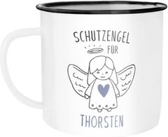 Emailletasse Becher Emaille Schutzengel mit Name personalisierte Geschenke Glückstasse Glücksbringer SpecialMe®