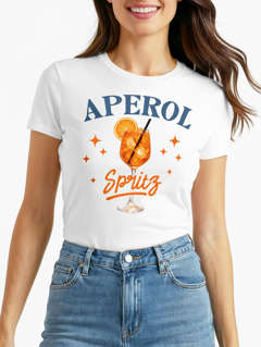 Damen T-Shirt Spruch - Apéro Spritzgetränk - Kostümidee Mädelsabend JGA Mottoparty Fasching Karneval After Work Party Moonworks®