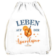 Turnbeutel Spruch Lustig - Leben auf der Aperolspur- Gruppenoutfit Gadget Accessoires Party JGA Fasching Karneval Gymbag Moonworks®