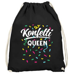 Turnbeutel Konfetti Queen Aufdruck Accessoires Fasching Karneval Gadgets Spruch lustig Faschingsartikel Tasche Gymbag Moonworks®
