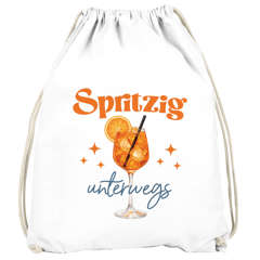 Turnbeutel Spruch Lustig - Spritzig unterwegs - Gruppenoutfit Gadget Accessoires Party JGA Fasching Karneval Gymbag Moonworks®
