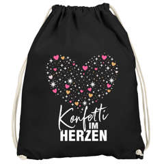 Turnbeutel - Konfetti Herz Statement - Fasching Karneval Gadgets Spruch lustig Faschingsartikel Accessoires Tasche Gymbag Moonworks®