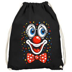 Turnbeutel - Clownsgesicht - Fasching Karneval Gadgets Spruch lustig Faschingsartikel Accessoires Tasche Gymbag Moonworks®