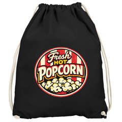 Turnbeutel - Fresh Hot Popcorn - Fasching Karneval Gadgets Spruch lustig Faschingsartikel Accessoires Tasche Gymbag Moonworks®
