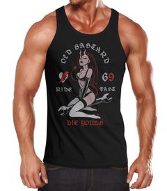 Herren Tank-Top Pin up Girl Racing Design Ride Fast Die Young Schriftzug Muskelshirt Muscle Shirt Neverless®