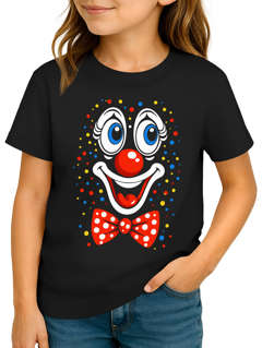 Kinder T Shirt Mädchen Fasching - Clown Gesicht - Karneval Printshirt Kostümidee DIY Last Minute Verkleidung Moonworks®