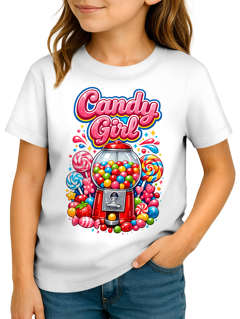 Kinder T-Shirt Mädchen - Candy Girl Retro - Kostümidee Last Minute Verkleidung Spruch lustig Geschenke für Mädchen Moonworks®