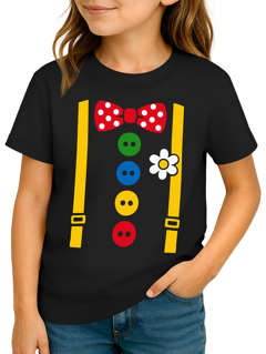 Kinder T-Shirt Mädchen Fasching - Clown Hosenträger - Karneval Shirt Kostümidee Last Minute Verkleidung Fastnacht Zirkus Moonworks®