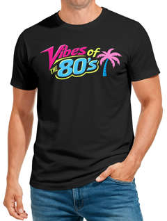 Herren T-Shirt Fasching Karneval - Vibes 80er Jahre -Kostüm-Ersatz Verkleidung Last Minute Faschingskostüme Männer Funshirt Moonworks®