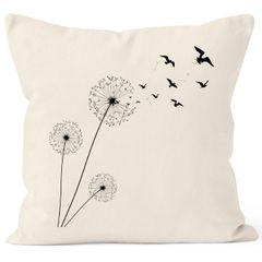 Kissenbezug Kissen-Hülle Pusteblume Birds Dandelion Vögel 40x40 Baumwolle Autiga