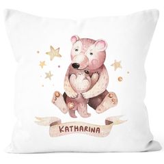 Kissen-Bezug mit Namen Bären Kissen-Hülle Namenskissen Baumwolle personalisierte Geschenke SpecialMe®