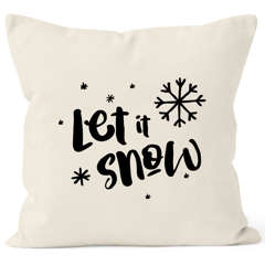 Kissenbezug Let it snow Winter Weihnachten Spruch Schnee Eiskirstalle Schneeflocken Kissenhülle Dekokissen Baumwolle Autiga®